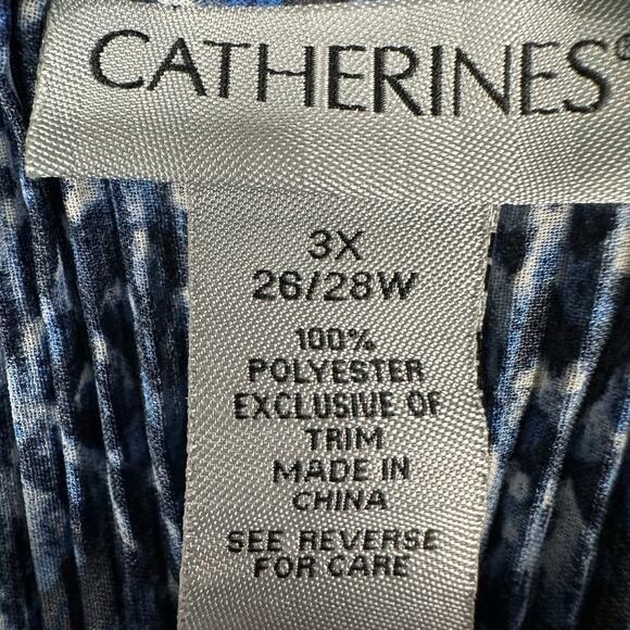 Catherines Top Womens 3X Blue 3/4 Length Sleeve Pleated Sequin Tunic Boho Career - Picture 9 of 14